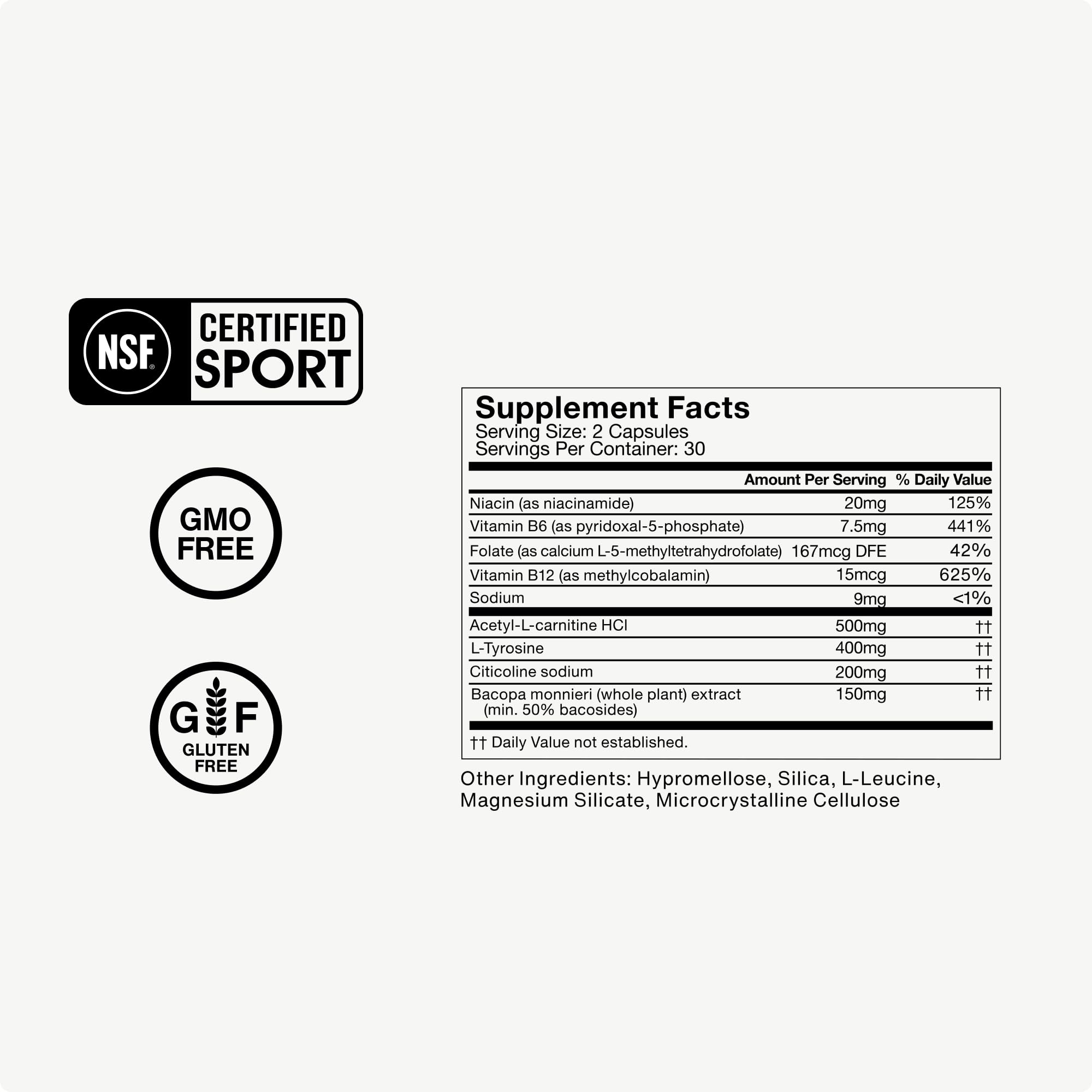 Ingredients and vitamins illustration for Brain Drive