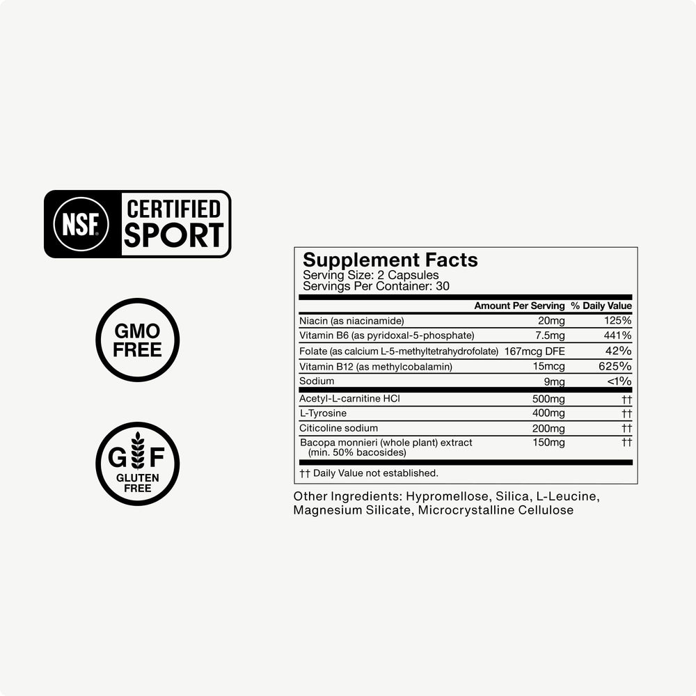 Ingredients and vitamins illustration for Brain Drive