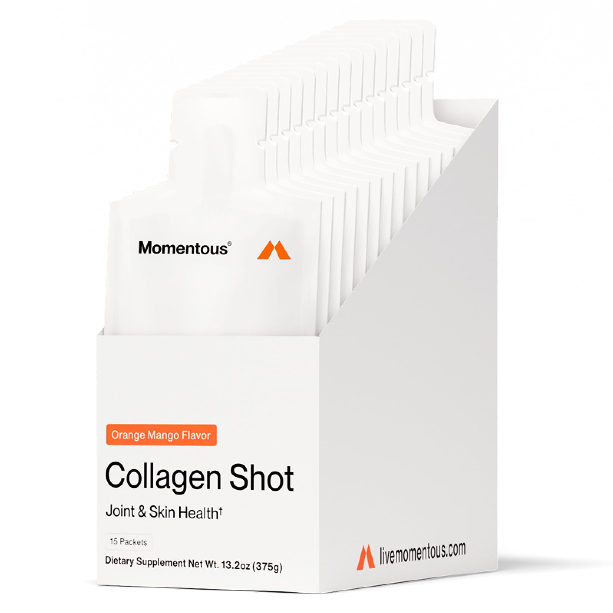 Momentous Collagen Shot mango orange bottle label