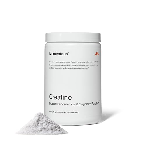 Front label of Momentous Creatine Monohydrate Creapure powder