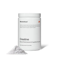Front label of Momentous Creatine Monohydrate Creapure powder