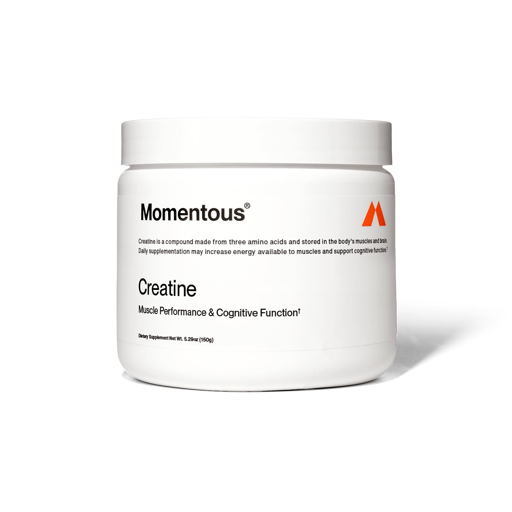 Front view of Momentous Creatine Monohydrate powder