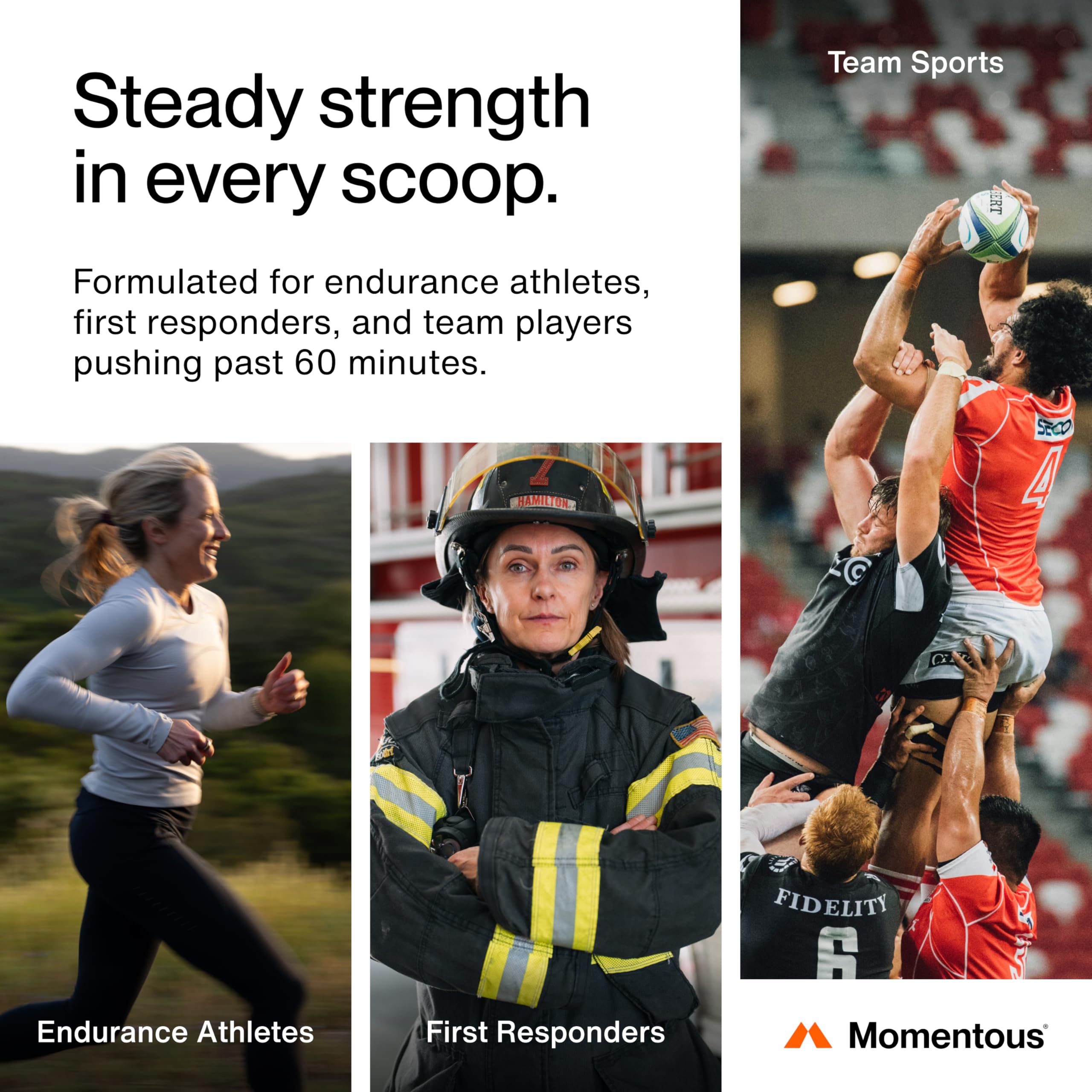 Momentous Fuel label detail highlighting NSF for Sport credibility