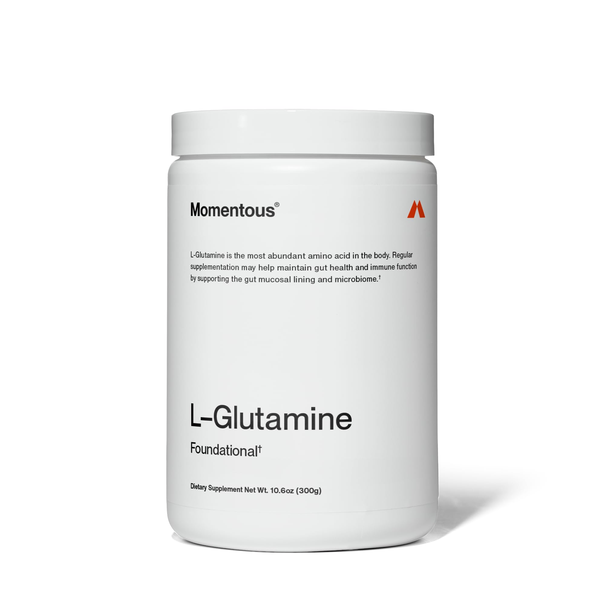 Momentous L-Glutamine Powder bottle with label - NSF Certified for Sport