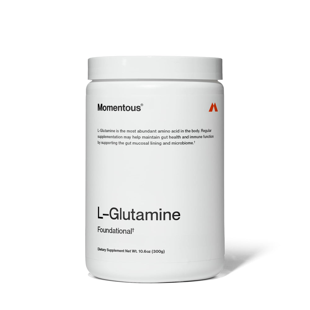 Momentous L-Glutamine Powder bottle with label - NSF Certified for Sport
