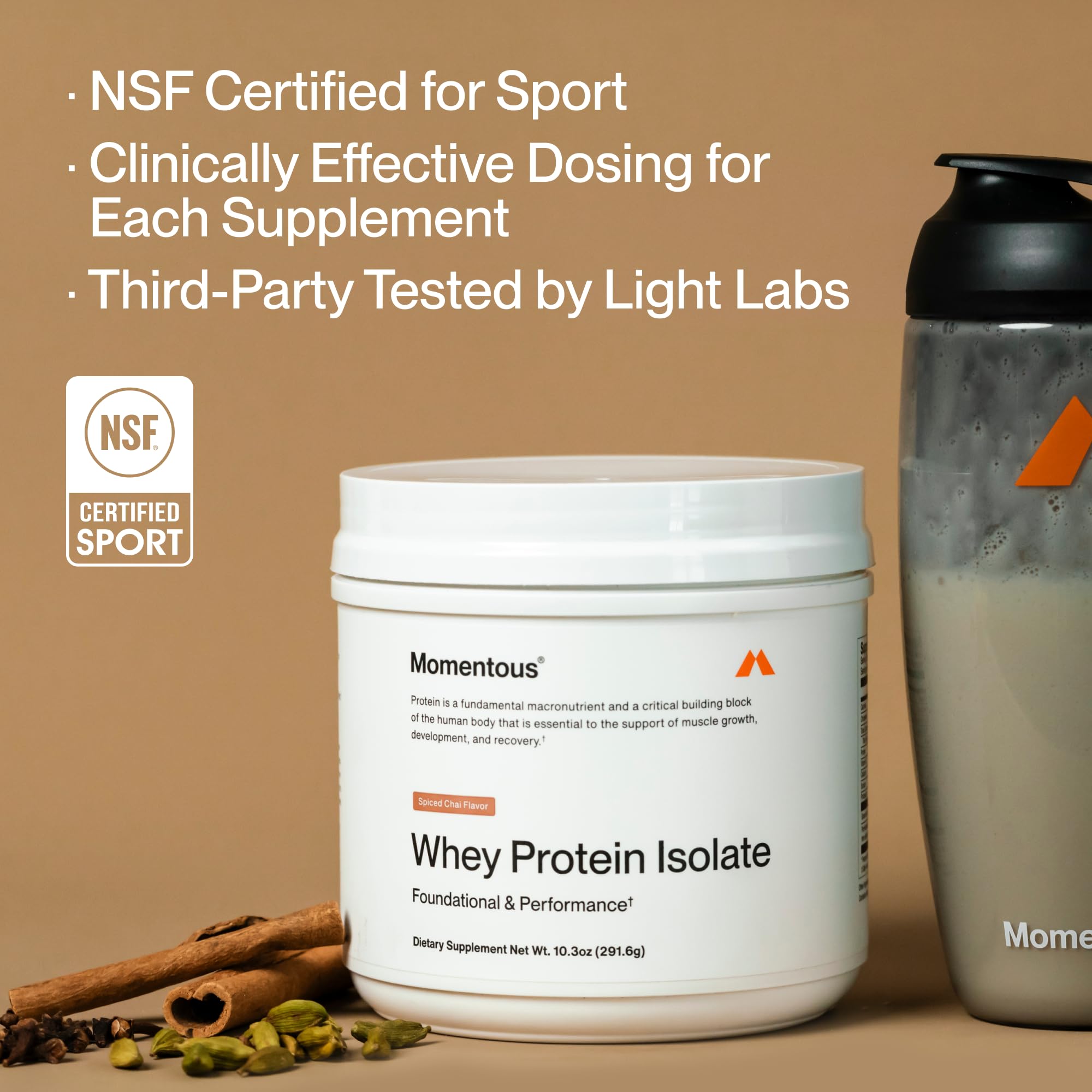 Momentous NSF Certified for Sport badge signaling high purity