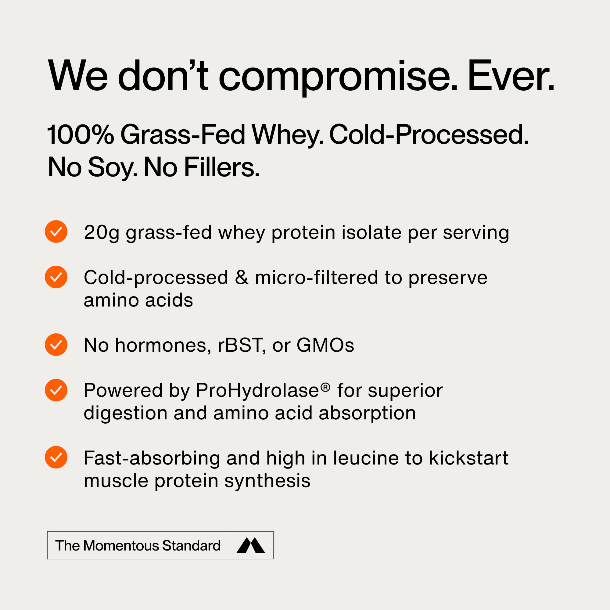 NSF Certified for Sport badge on Momentous whey protein package