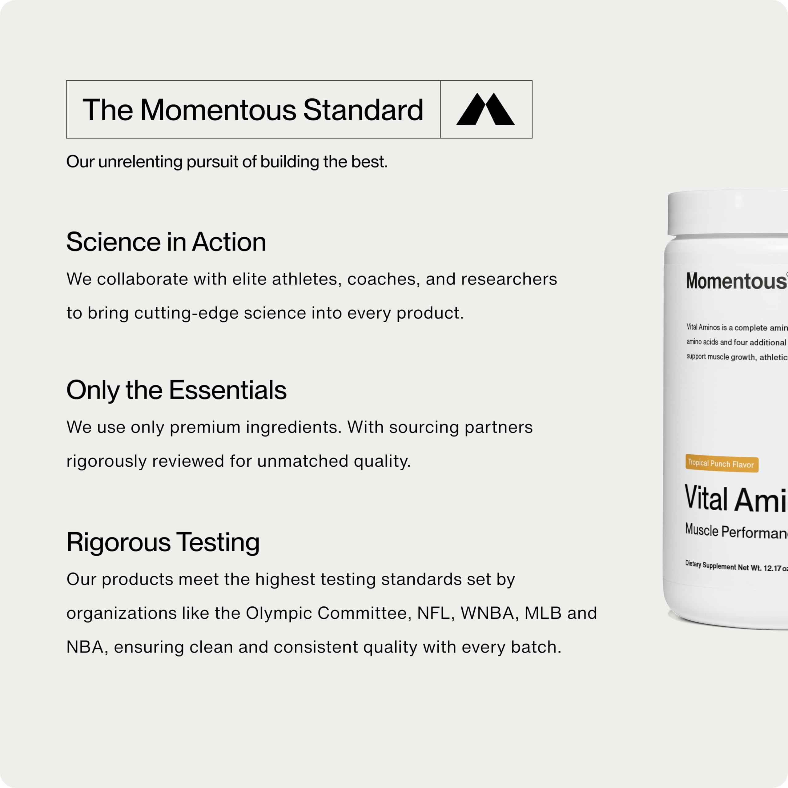 NSF Certified for Sport badge on Vital Aminos packaging