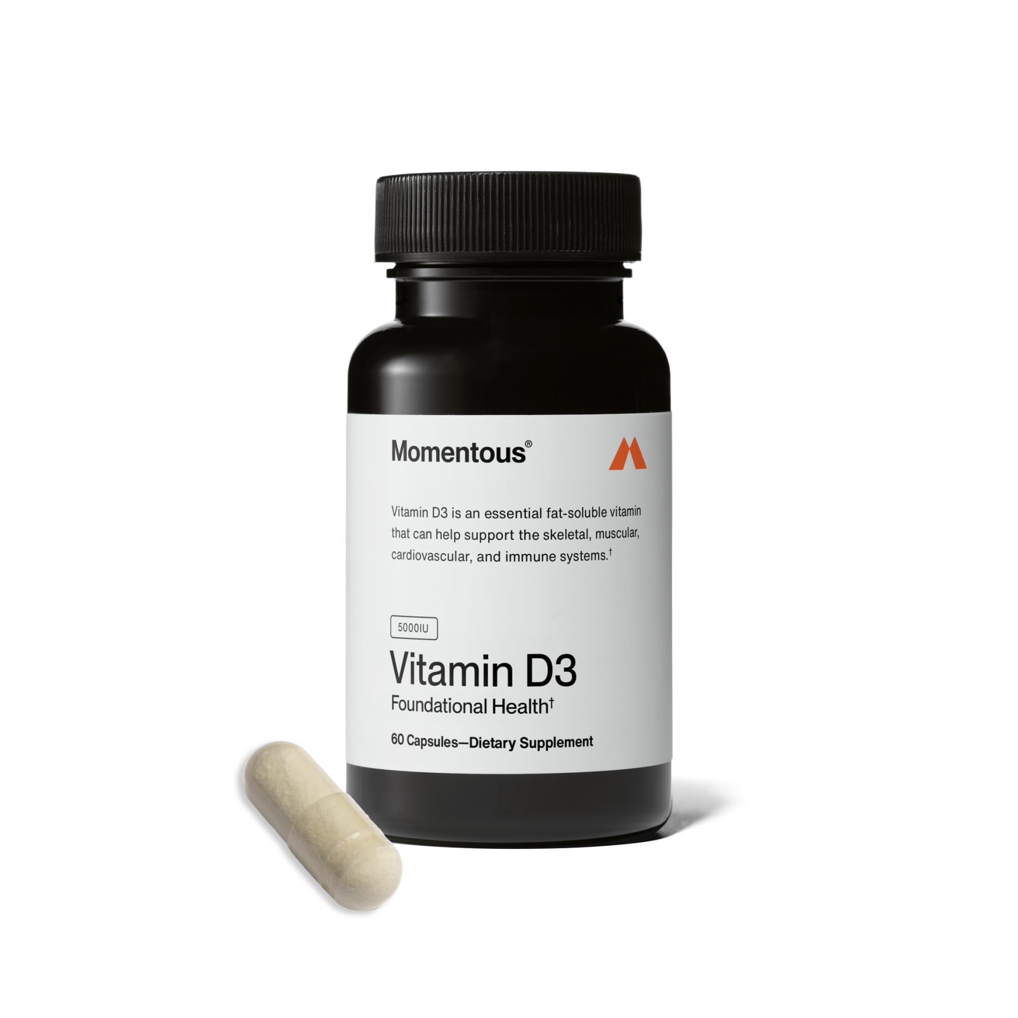 Momentous Vitamin D3 5000 IU capsules bottle
