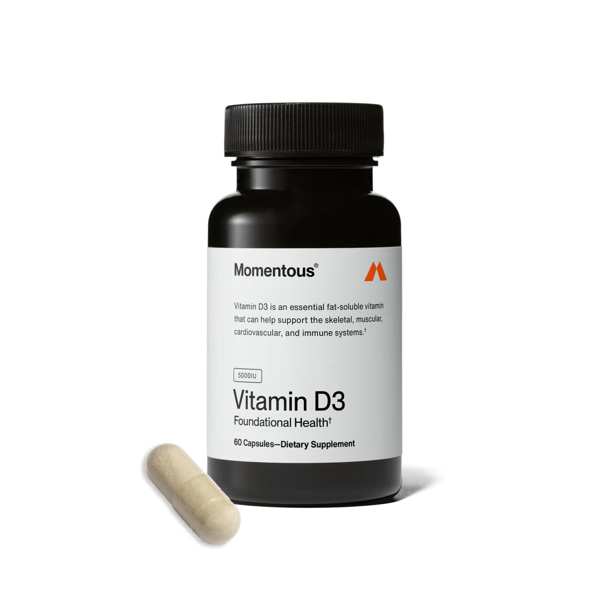 Momentous Vitamin D3 5000 IU capsules bottle