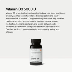 Close-up of Momentous Vitamin D3 5000 IU label