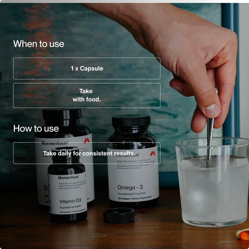 NSF Certified for Sport stamp on Momentous Vitamin D3 label