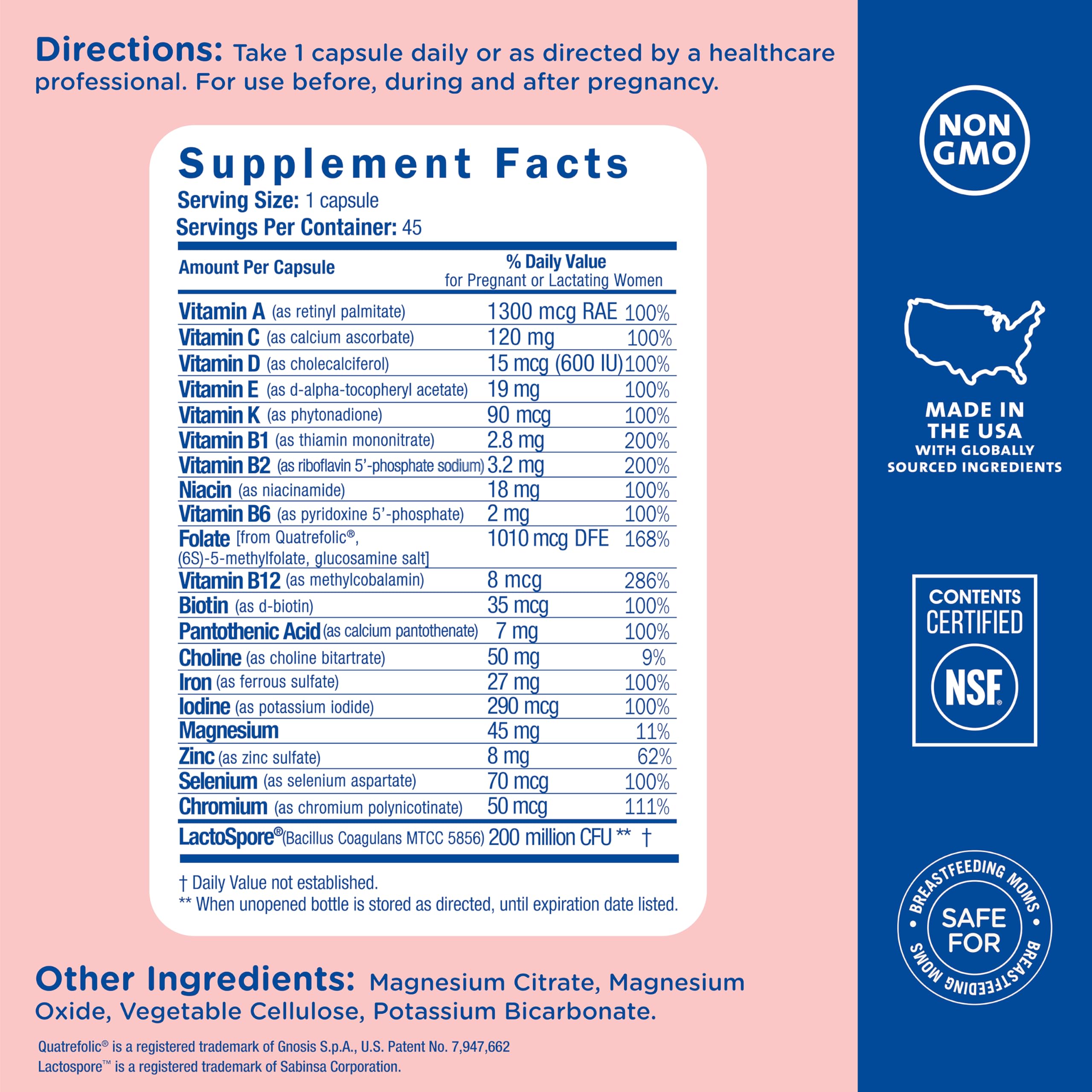 Supports baby's brain and spinal development and mom's immune health