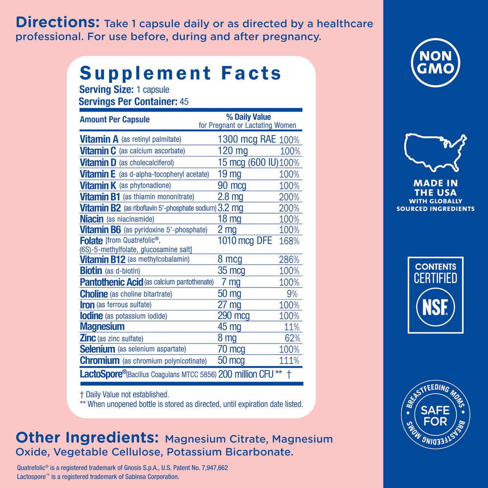 Supports baby's brain and spinal development and mom's immune health
