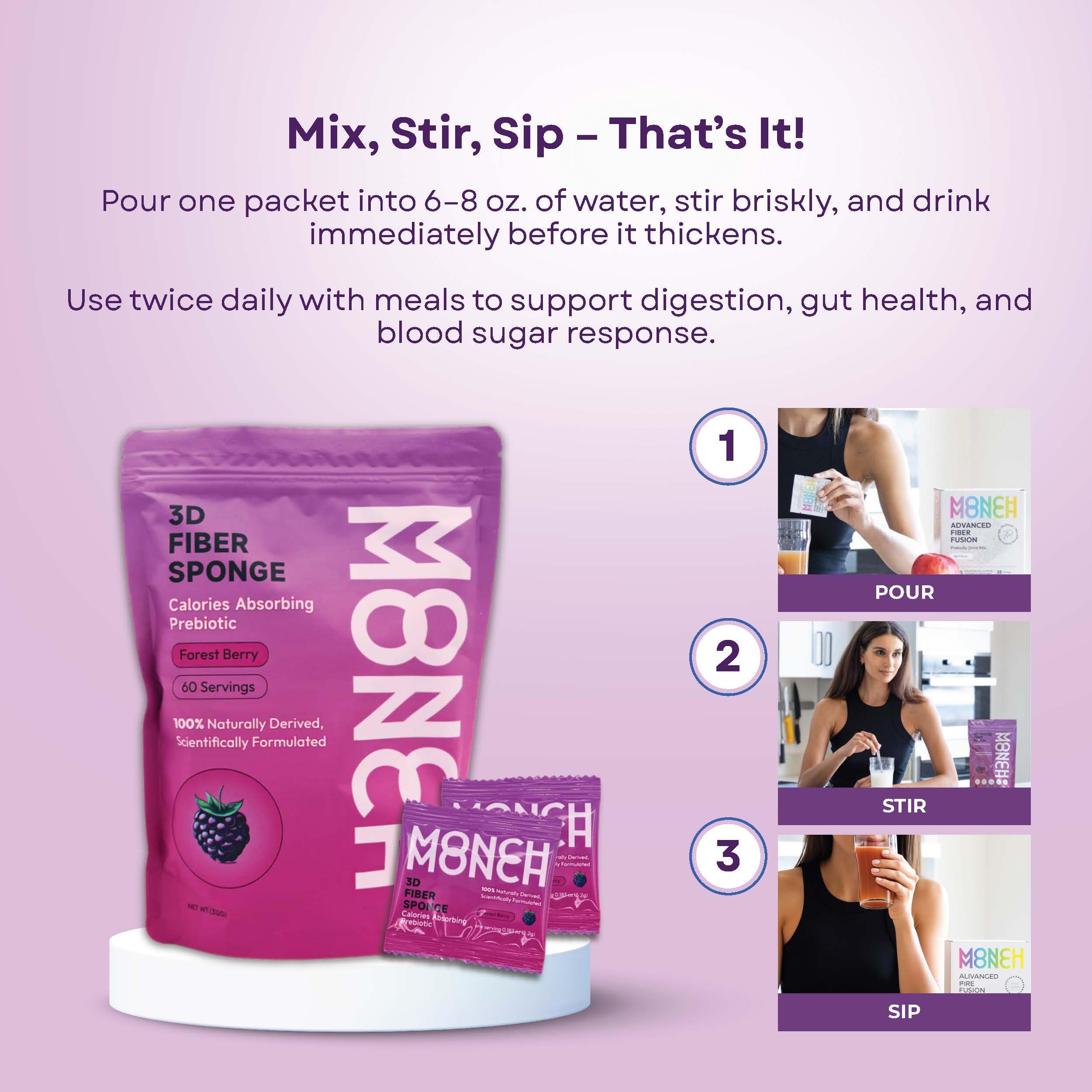 Vegan and sugar-free labeling on Monch Monch packaging