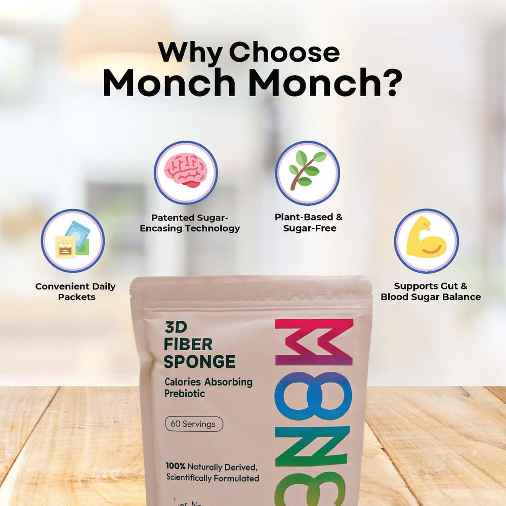 Close-up of konjac gum and prebiotic fiber in Monch Monch formula