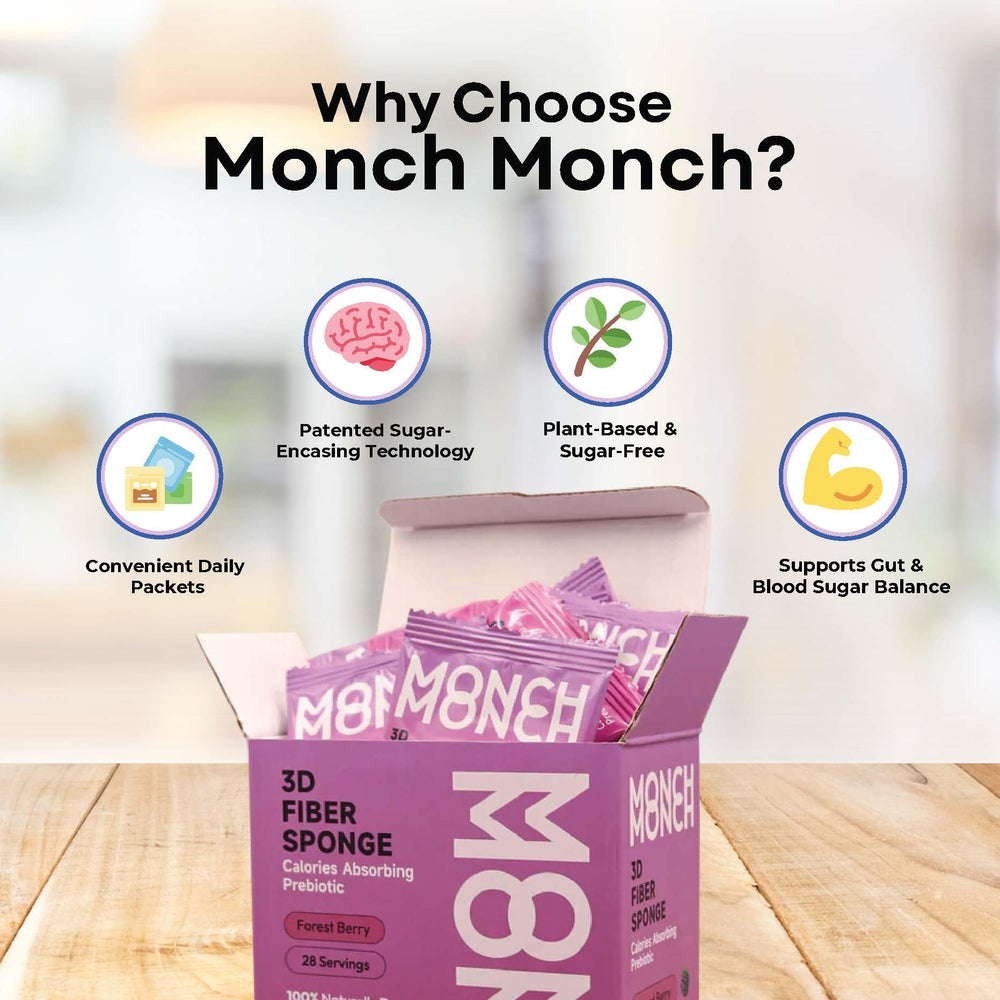 Individual sachet of Monch Monch Forest Berry Fiber Sponge