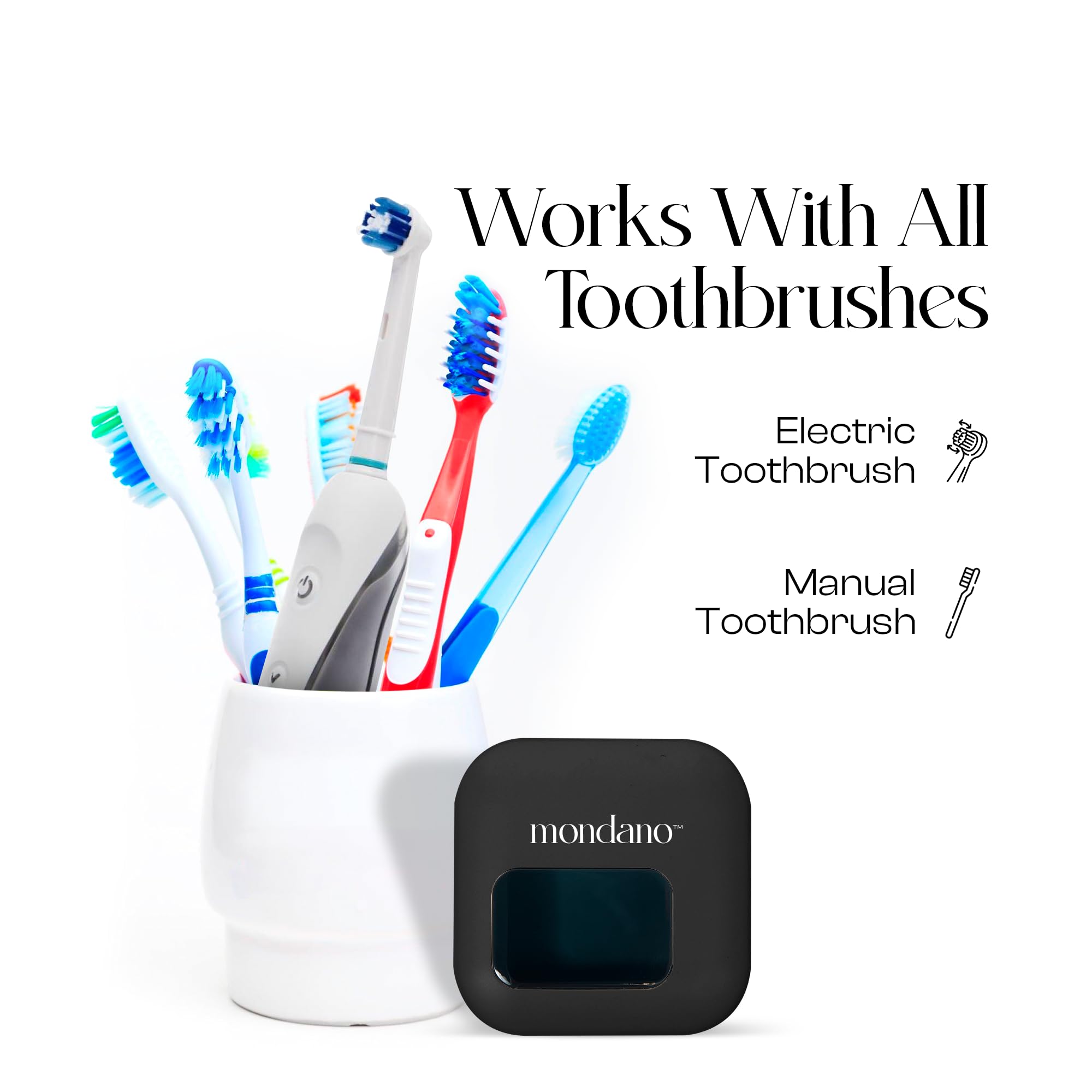 Four color options for the Mondano UV-C toothbrush sanitizer cover