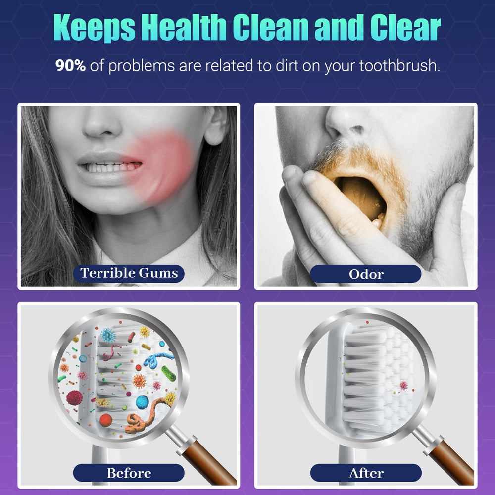 Silicone snaps tighten toothbrush for manual and electric brushes