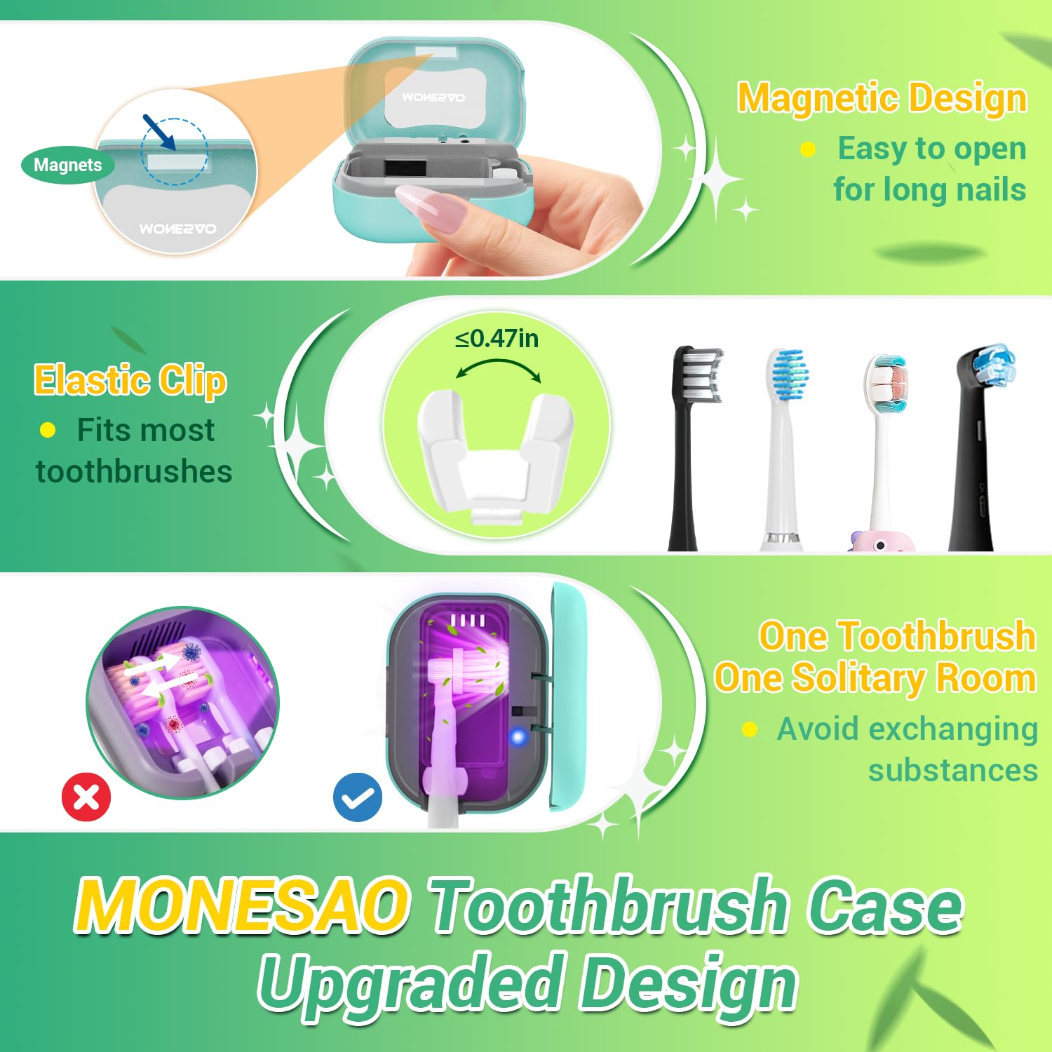 Rechargeable travel toothbrush case in compact design