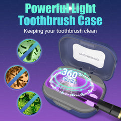 Close-up of violet light sanitizing toothbrush