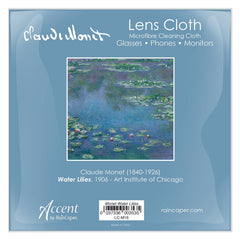 Monet Water Lilies cloth next to RainCaper folding sunglasses case