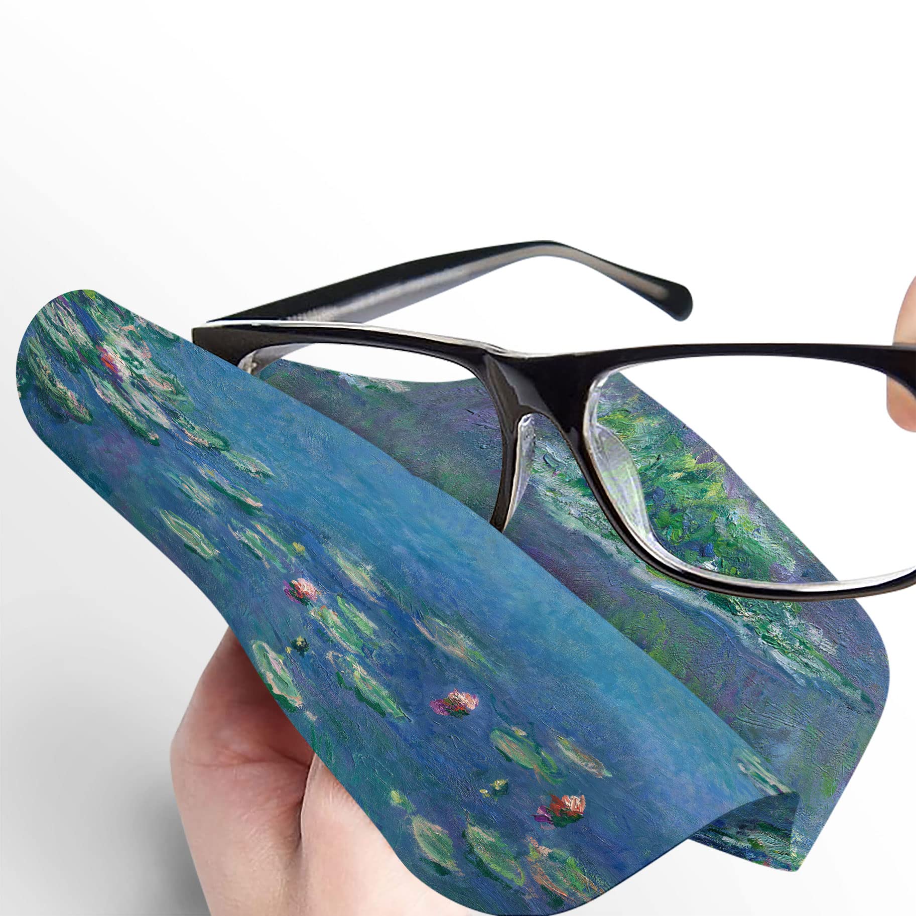 6x6 inch Monet Water Lilies microfiber cloth for eyeglasses and screens