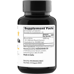 MONOHERB Bhumi Amla Extract 1000 mg label close-up