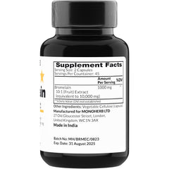 Bromelain Extract 1000 mg serving size close-up