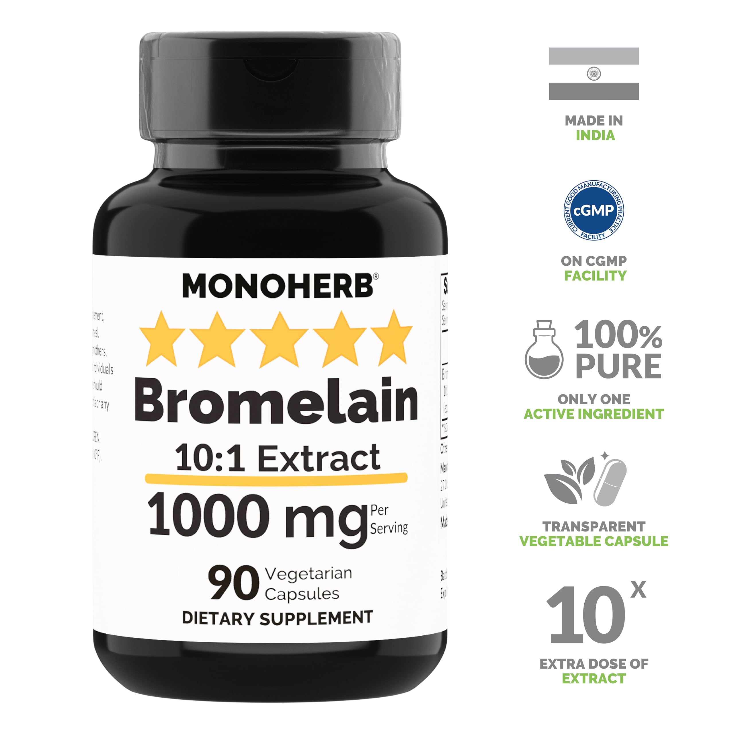 Transparent vegetable capsules containing bromelain extract