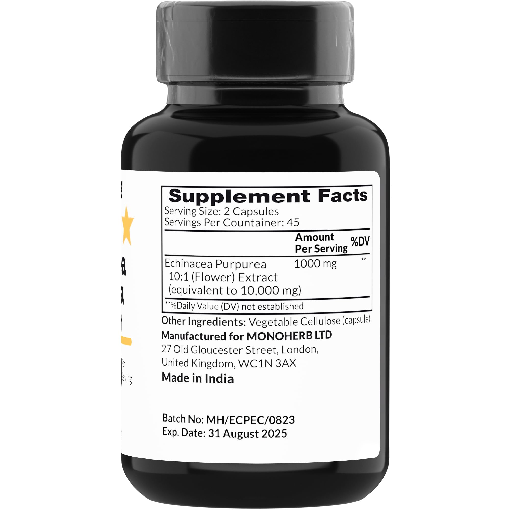 MONOHERB Echinacea Purpurea Extract 1000 mg capsules front label