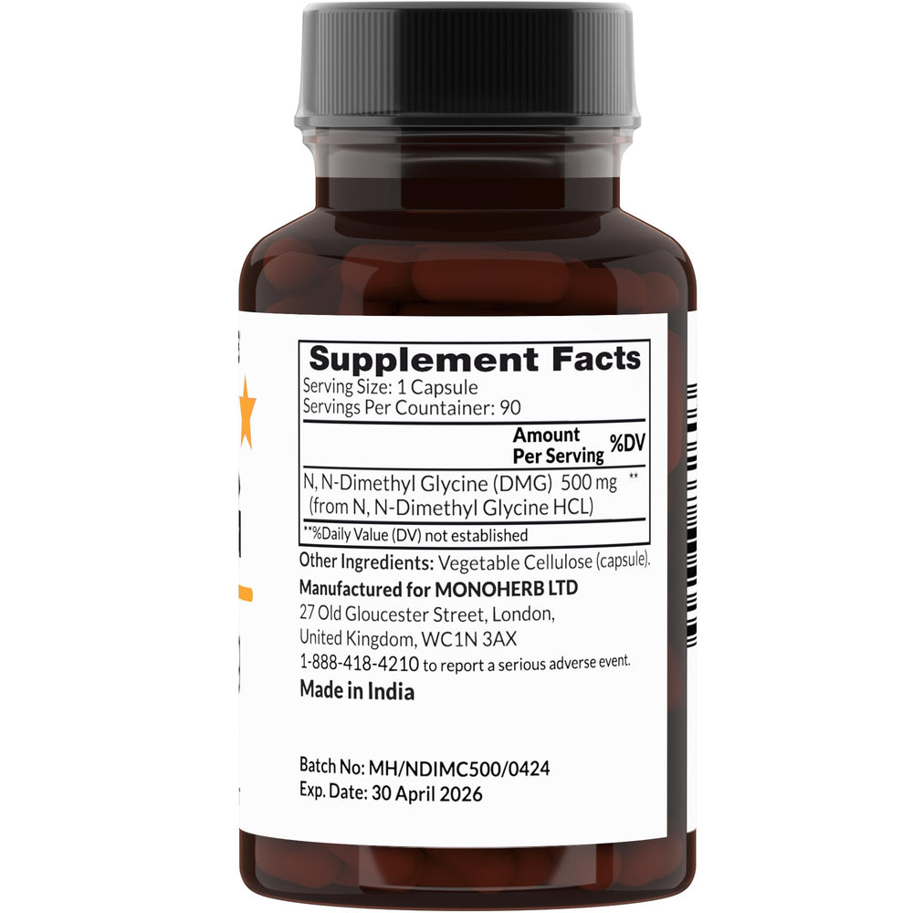DMG supplement 500 mg - N-Dimethyl Glycine capsules - 90 servings