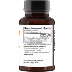 DMG supplement 500 mg - N-Dimethyl Glycine capsules - 90 servings