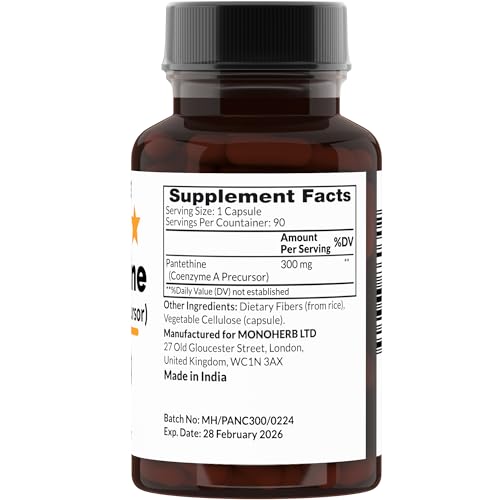 Pantethine 300 mg capsules serving size 90 count