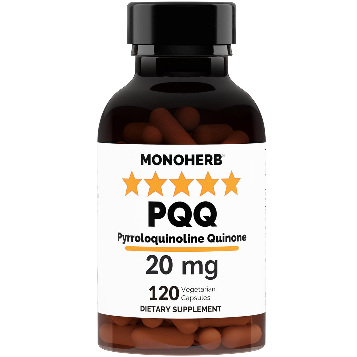 MONOHERB PQQ 20 mg bottle with 120 vegan capsules