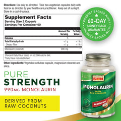 Monolaurin 990 mg vegan capsules close-up