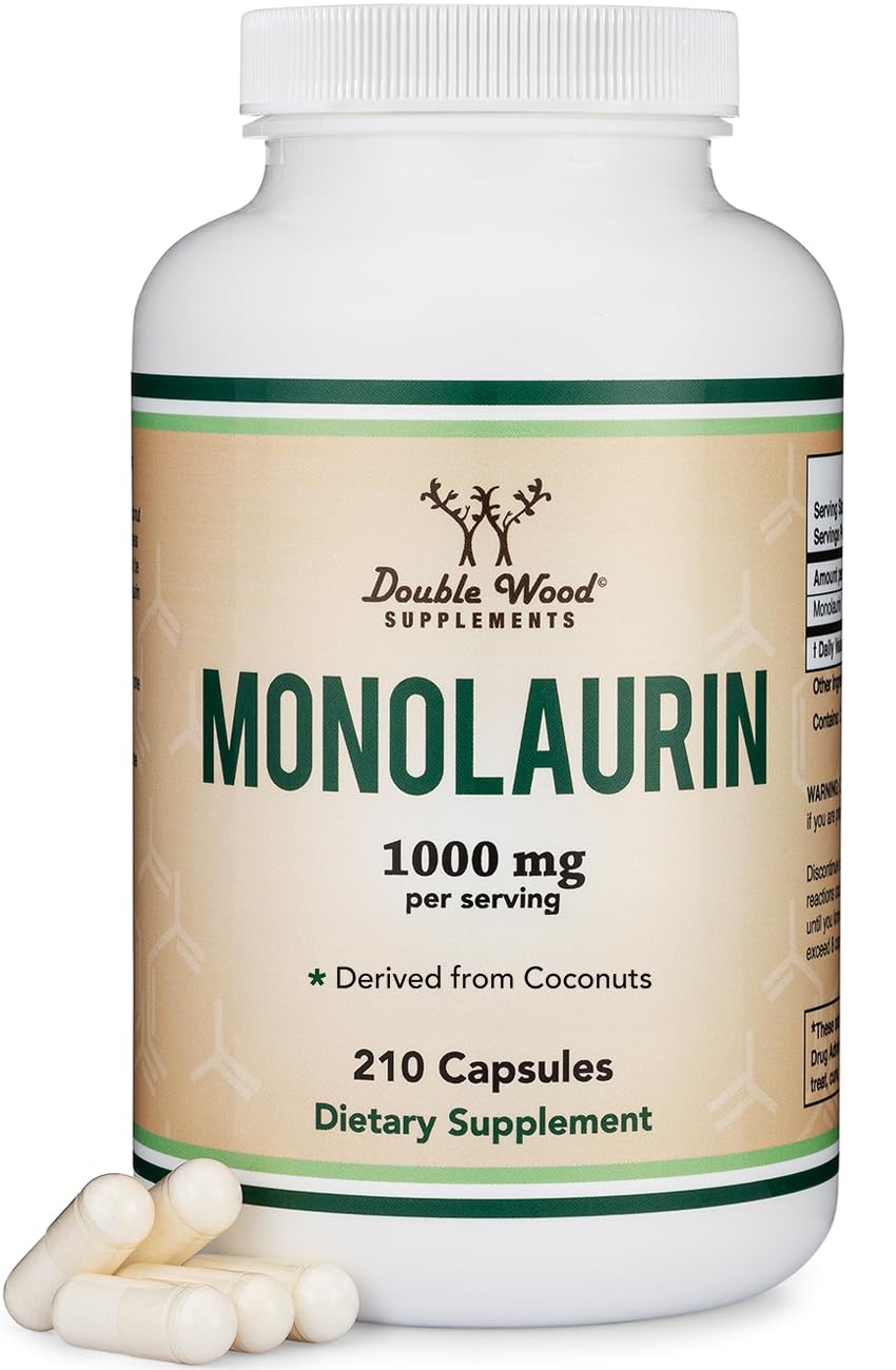 Bottle of Monolaurin Immune Support 1,000mg with 210 capsules
