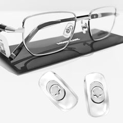 Close-up of MontBlanc screw-in nose pad attached to eyeglasses