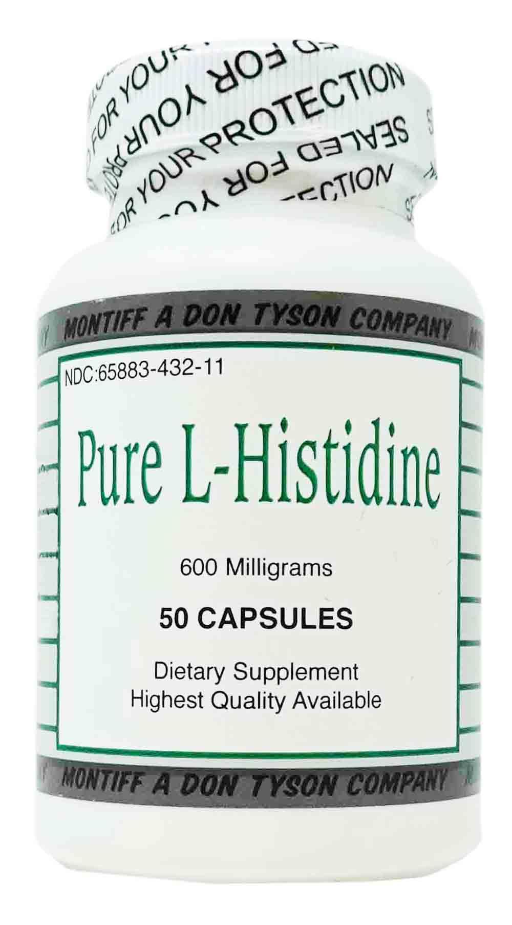 Montiff Pure L-Histidine 600 mg bottle – front view