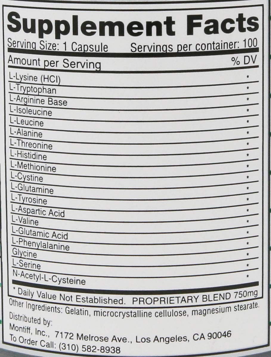 Montiff All-Basic-Plus 750 mg bottle back label