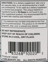 Montiffs All-Basic packaging and capsules