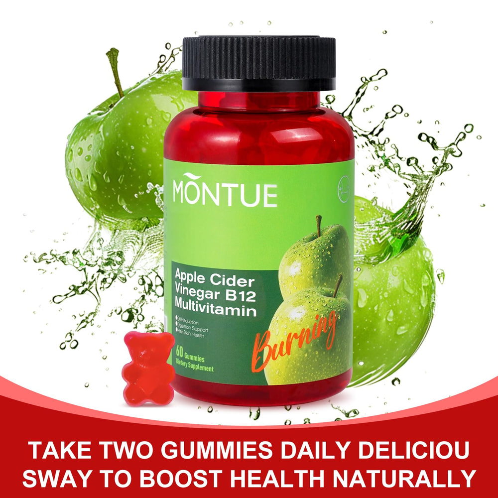 Person taking Montue ACV gummies for daily energy and gut health