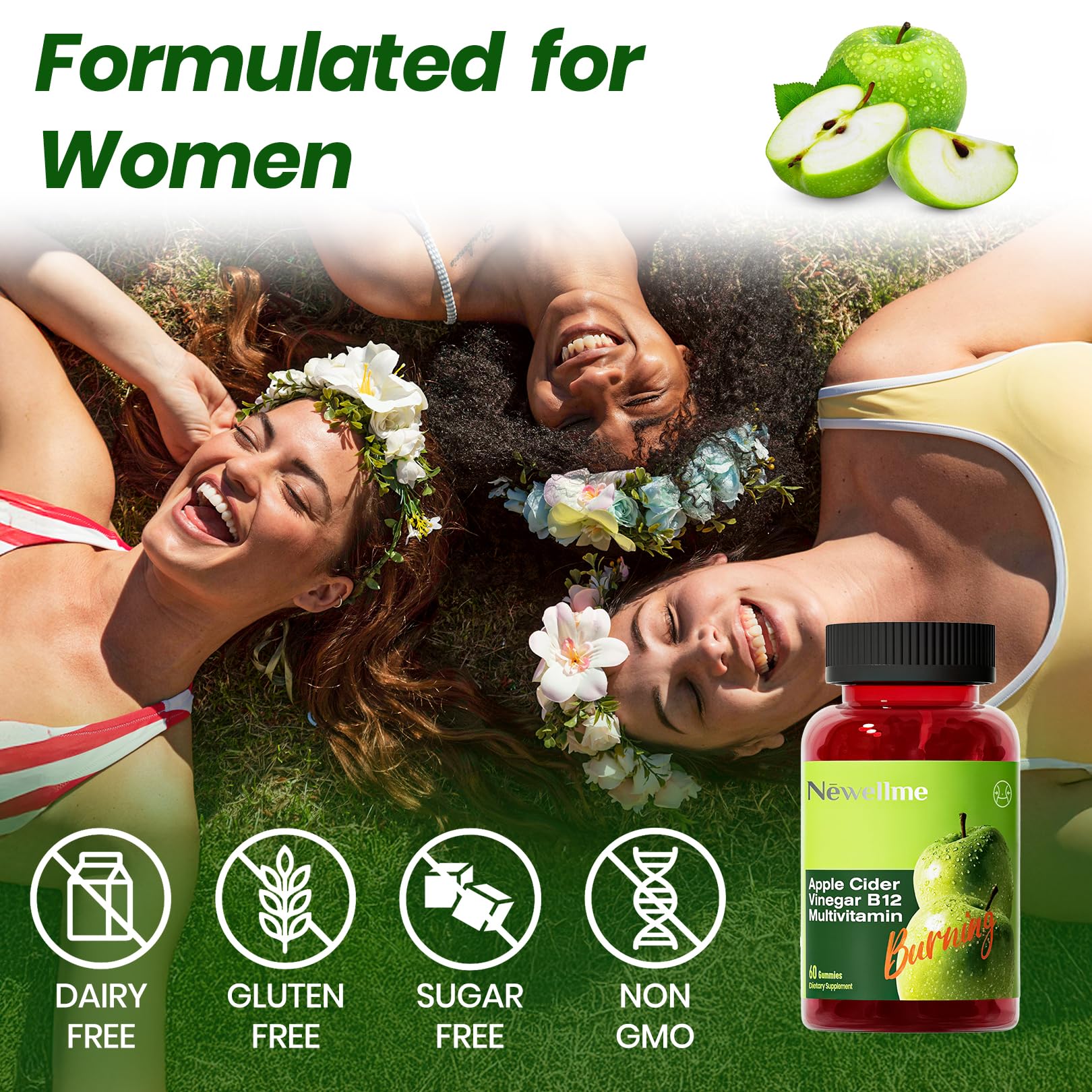 Montue NewellMe bottle front view shows 120 gummies sugar-free formulation