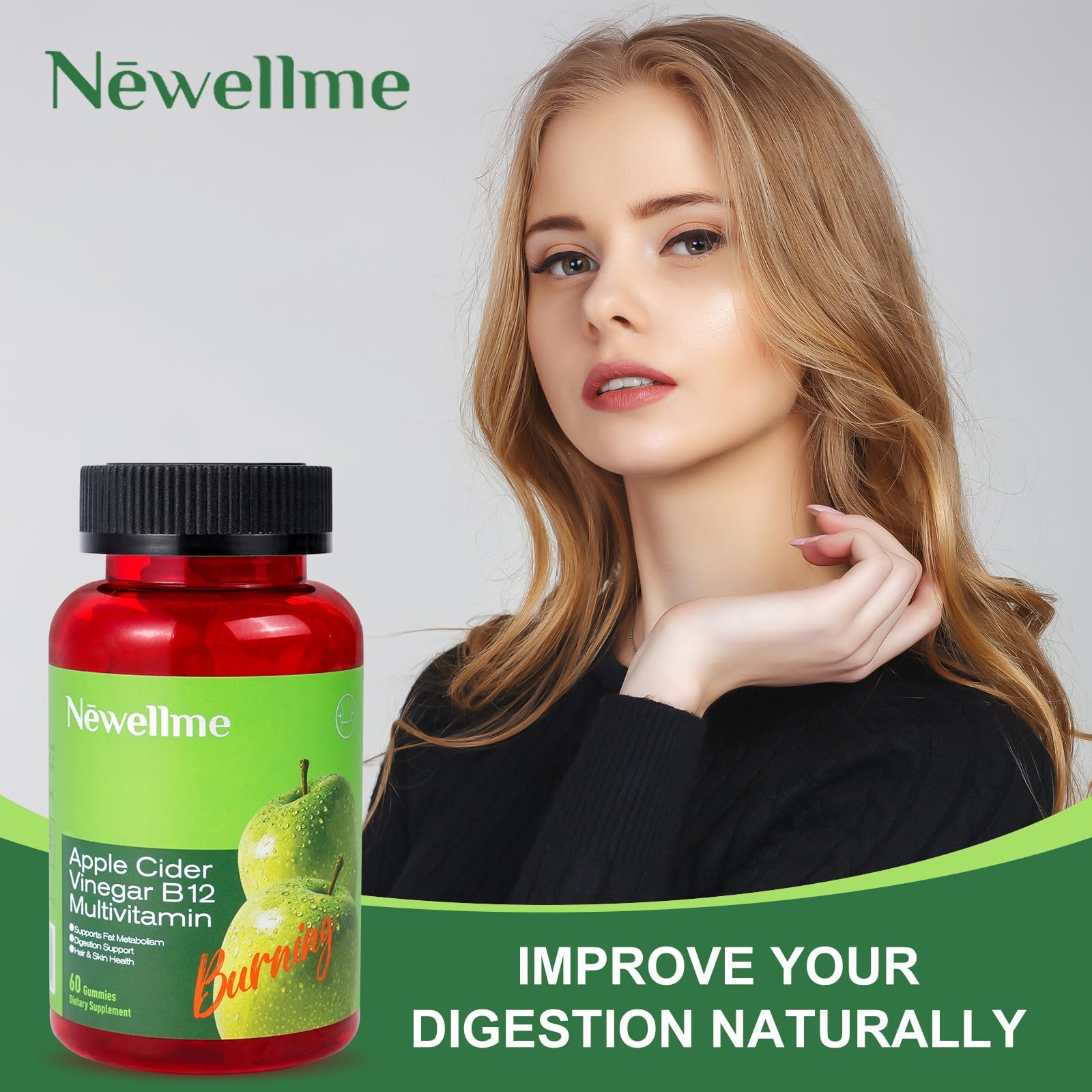 Montue Newellme gummies in hand scale view showing portable daily serving