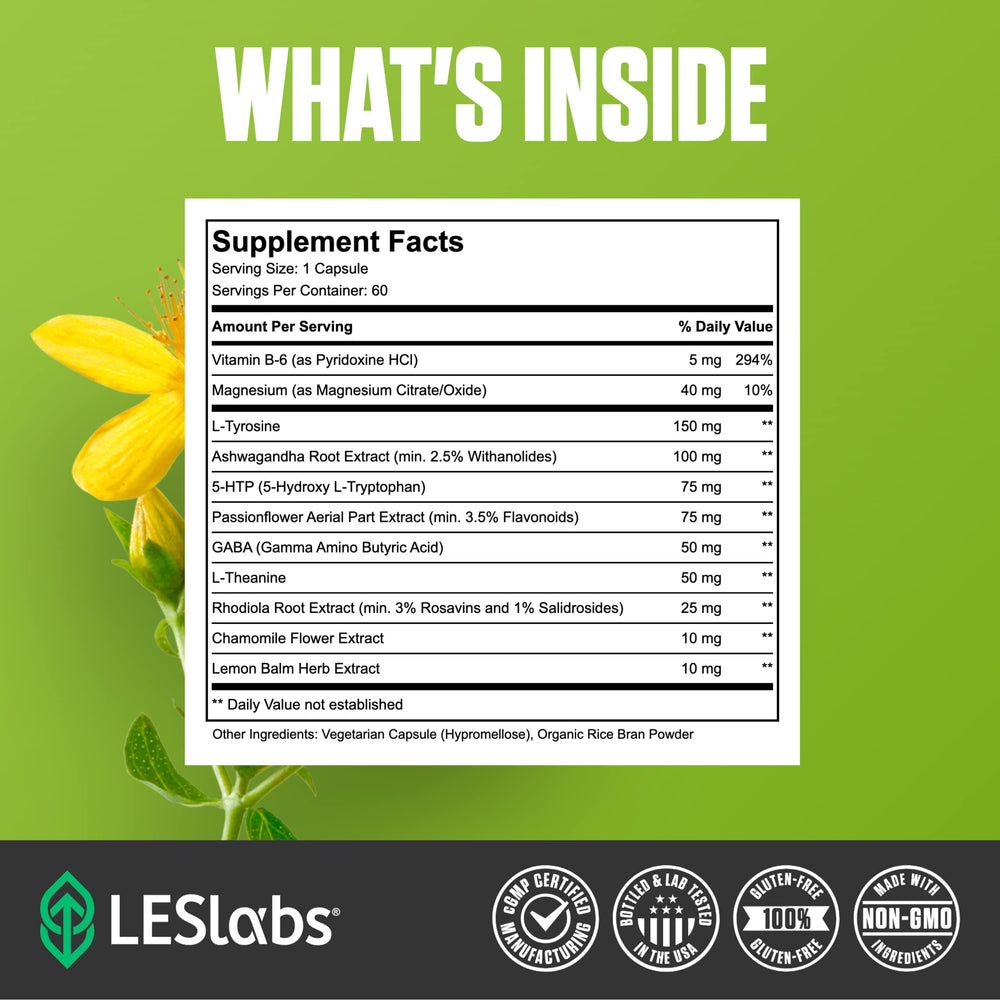 Mood Boost ingredients featuring 5-HTP, ashwagandha and rhodiola