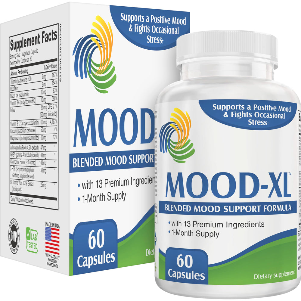 Mood-XL bottle front label showing 60 capsules