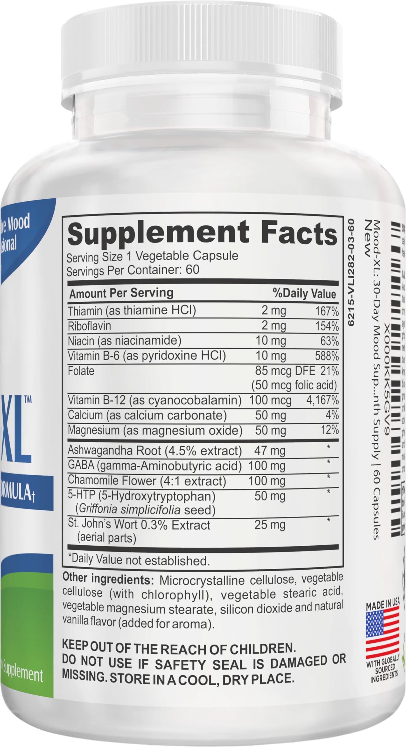 Mood-XL bottle side panel with ingredients