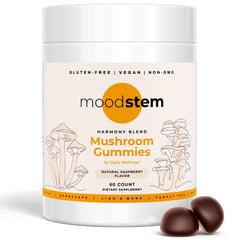 Moodstem Mushroom Gummies Harmony Blend bottle on white background