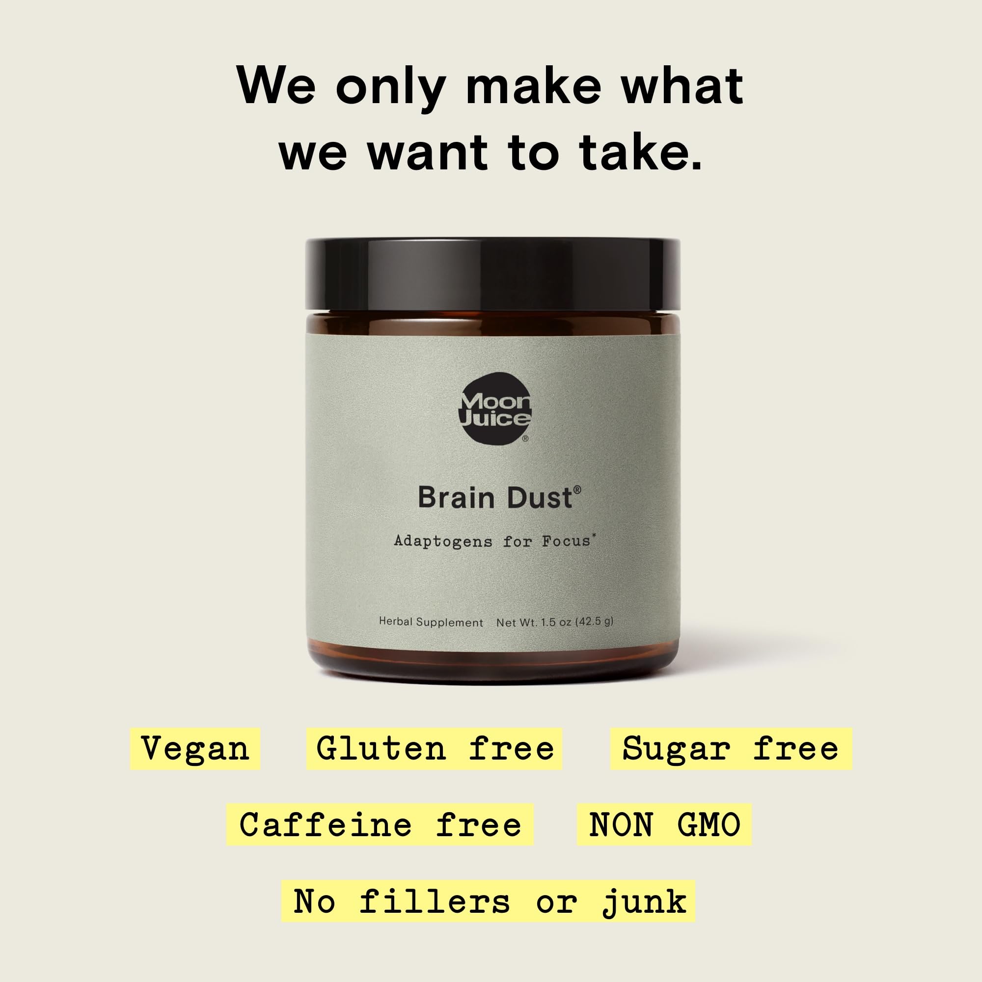Brain Dust ingredients blend with herbs and mushrooms