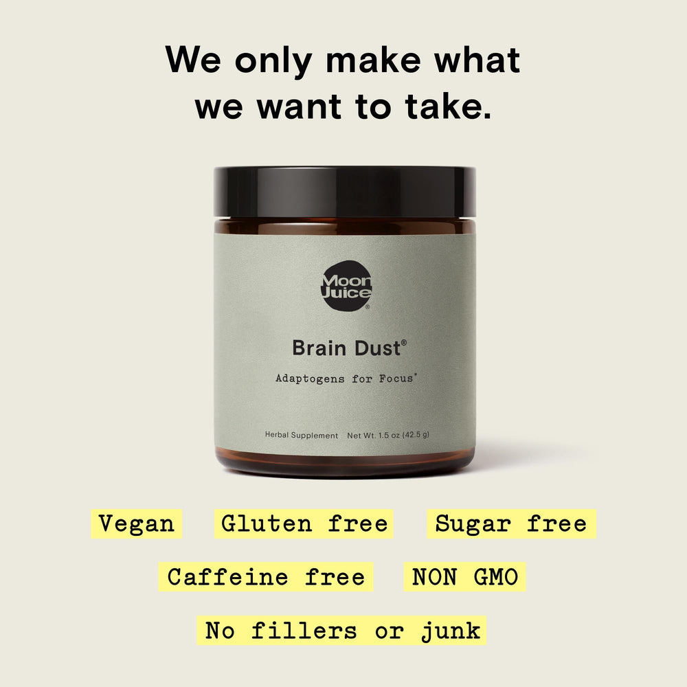Brain Dust ingredients blend with herbs and mushrooms
